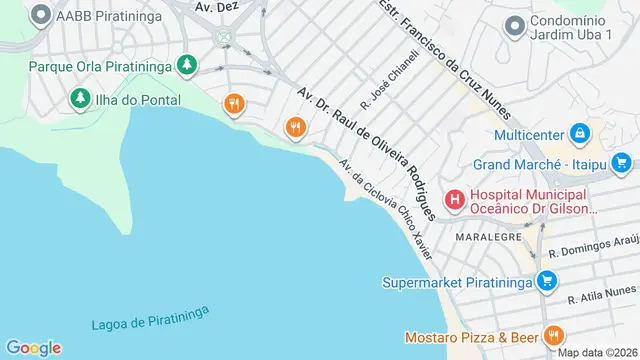 Mapa do bairro Piratininga, Niterói - RJ