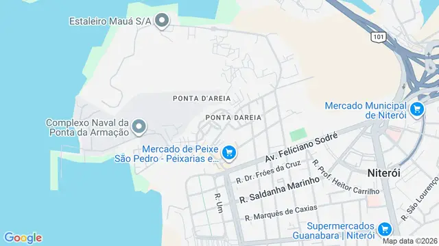 Mapa do bairro Ponta D'Areia, Niterói - RJ