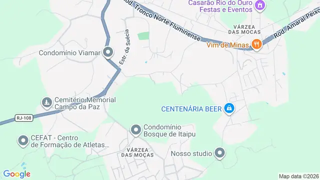 Mapa do bairro Várzea das Moças, Niterói - RJ